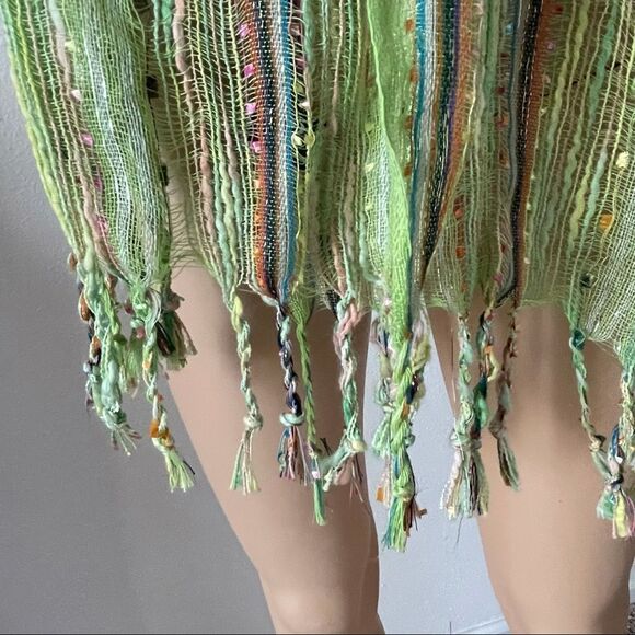 2 Chic Sparkly Scarf Green Pink Orange Blue Purple White With Fringe - Picture 5 of 10